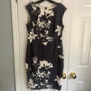 Charcoal Grey Floral Sheath Dress | Size 14